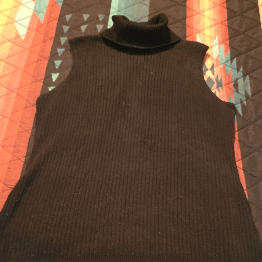 Chico's Black Ribbed Turtleneck Top